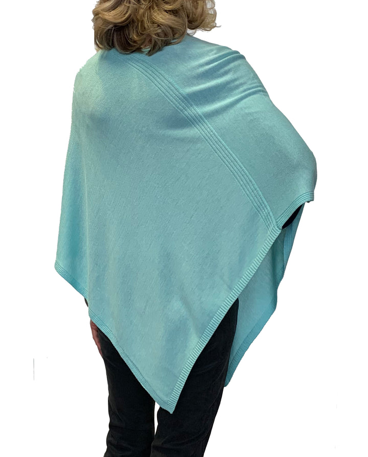 Triangle Solid Ribbed Knit Jersey Poncho