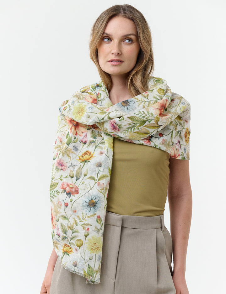 Vintage Florals Hemp Cotton Scarf