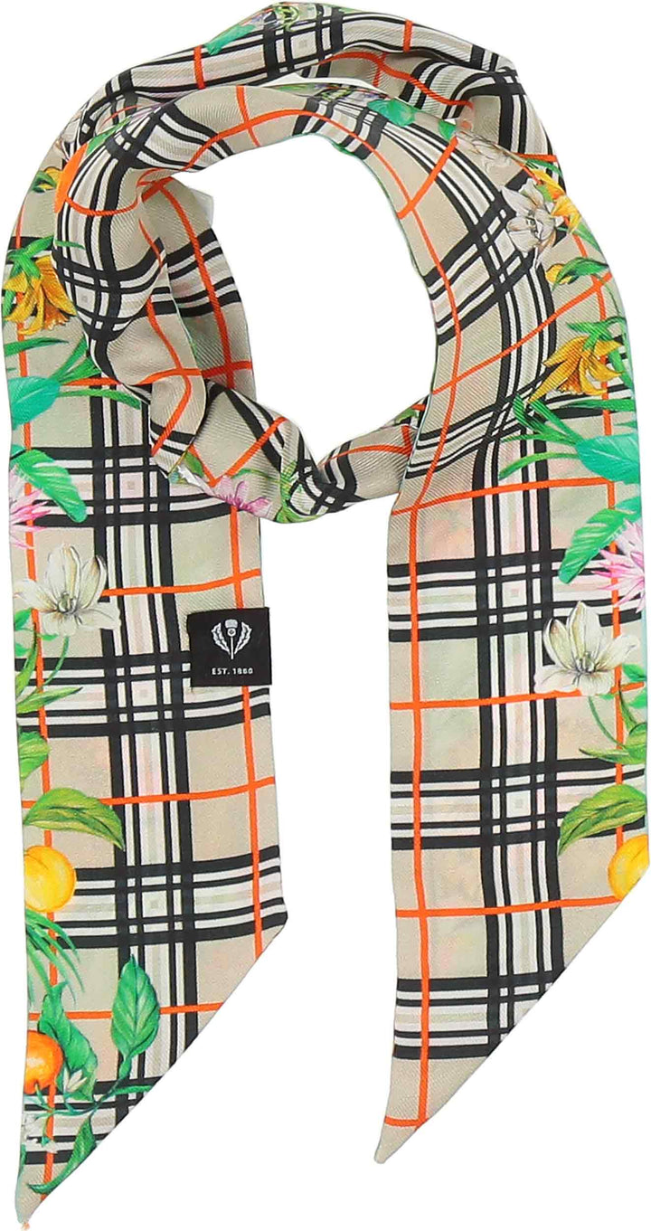 FRAAS Plaid Tropical Long and Skinny Scarf