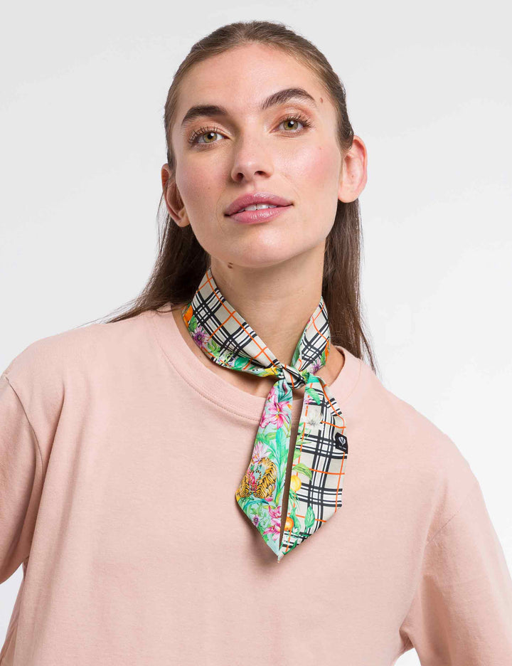 FRAAS Plaid Tropical Long and Skinny Scarf