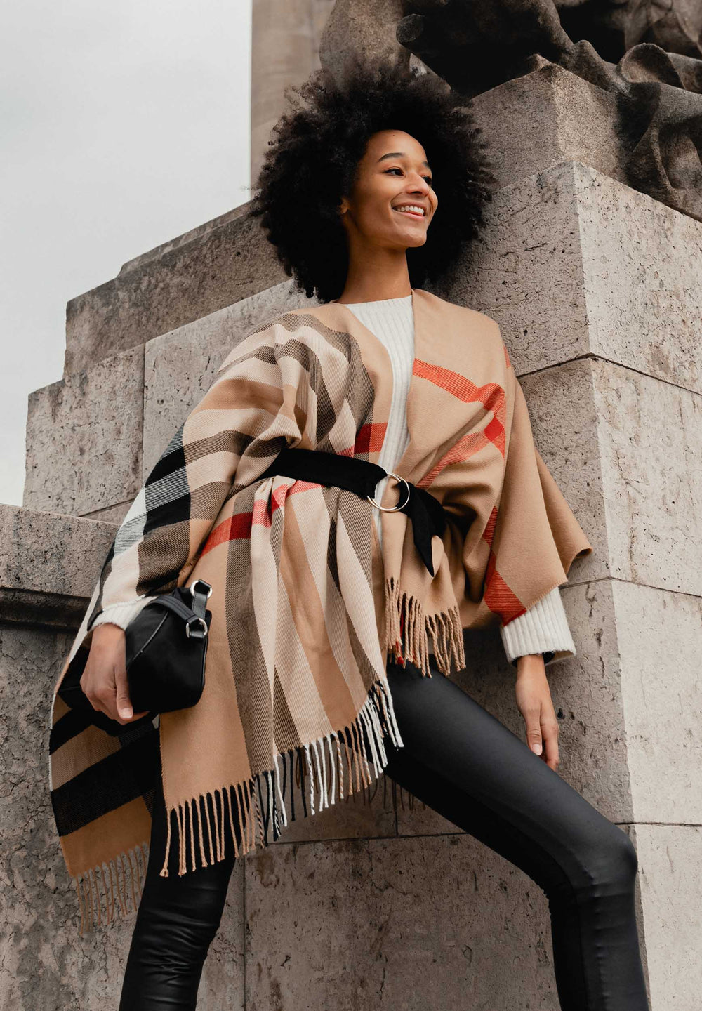 FRAAS Plaid Woven Acrylic Ruana – FRAAS US