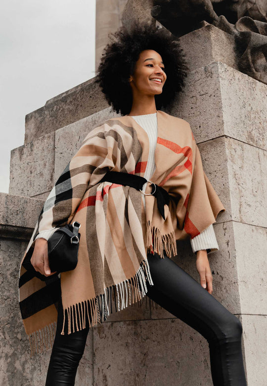 FRAAS Plaid Woven Acrylic Ruana – FRAAS US