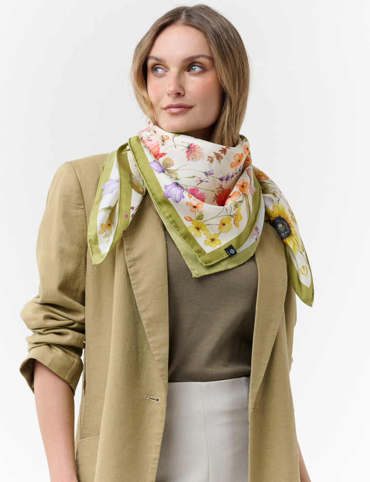 Cottage Floral Silk Square