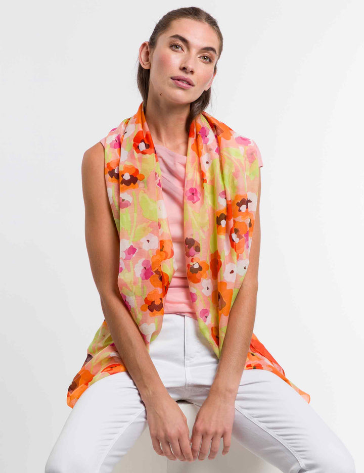 Poppy Floral Cotton Silk Wrap