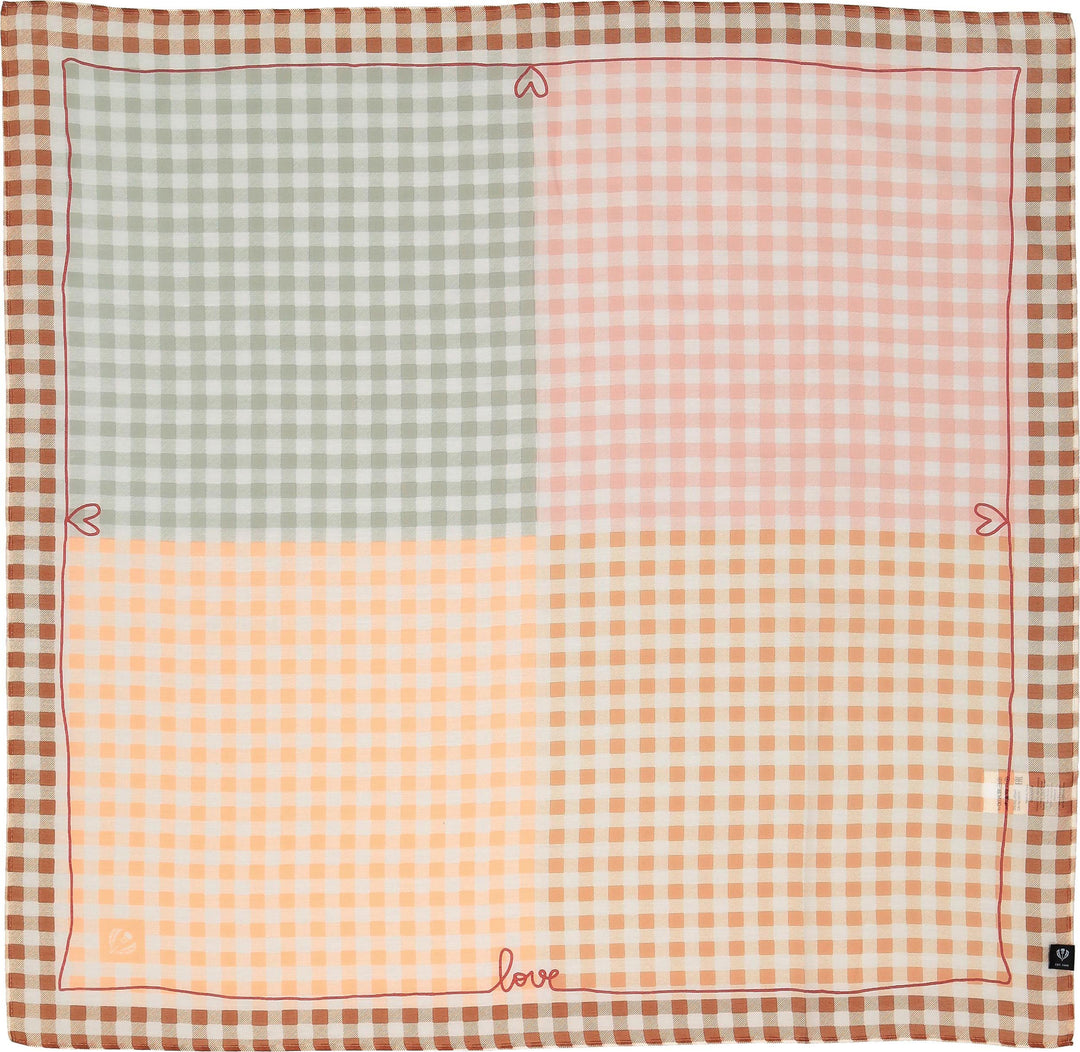 Gingham Grid Queenie Cotton Silk Wrap