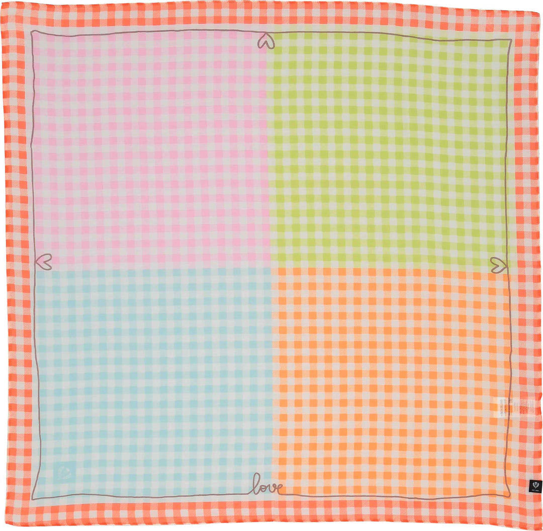 Gingham Grid Queenie Cotton Silk Wrap