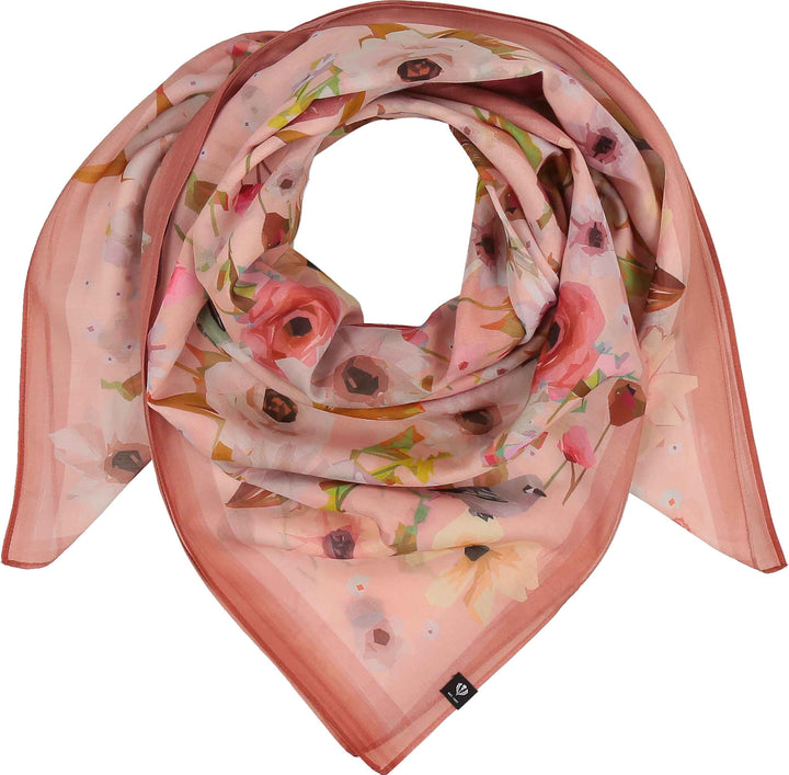 Floral Birds Cotton Silk Square