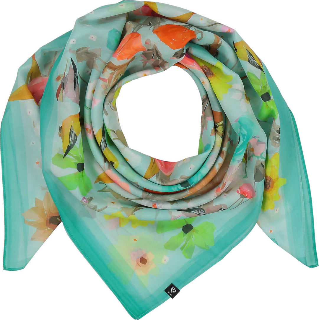 Floral Birds Cotton Silk Square