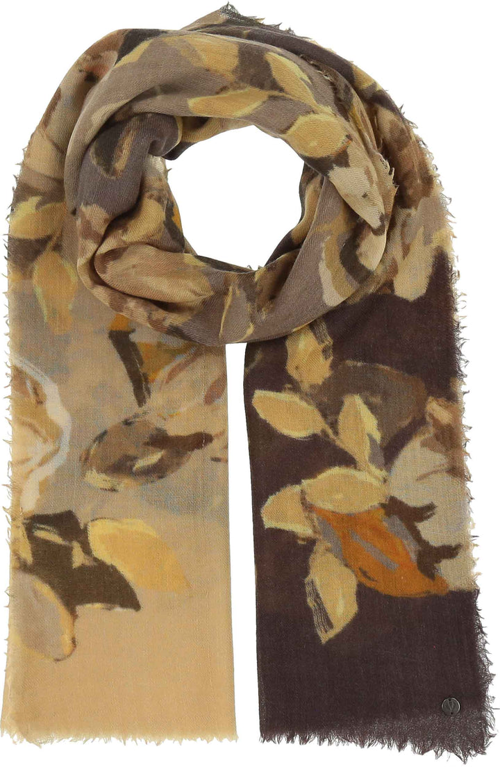 Ombre Painted Roses Lightweight Wool Scarf