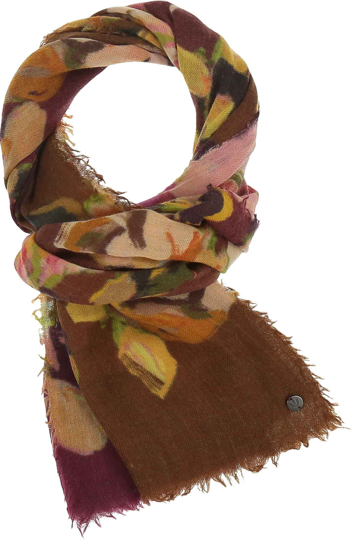 Ombre Painted Roses Lightweight Wool Scarf