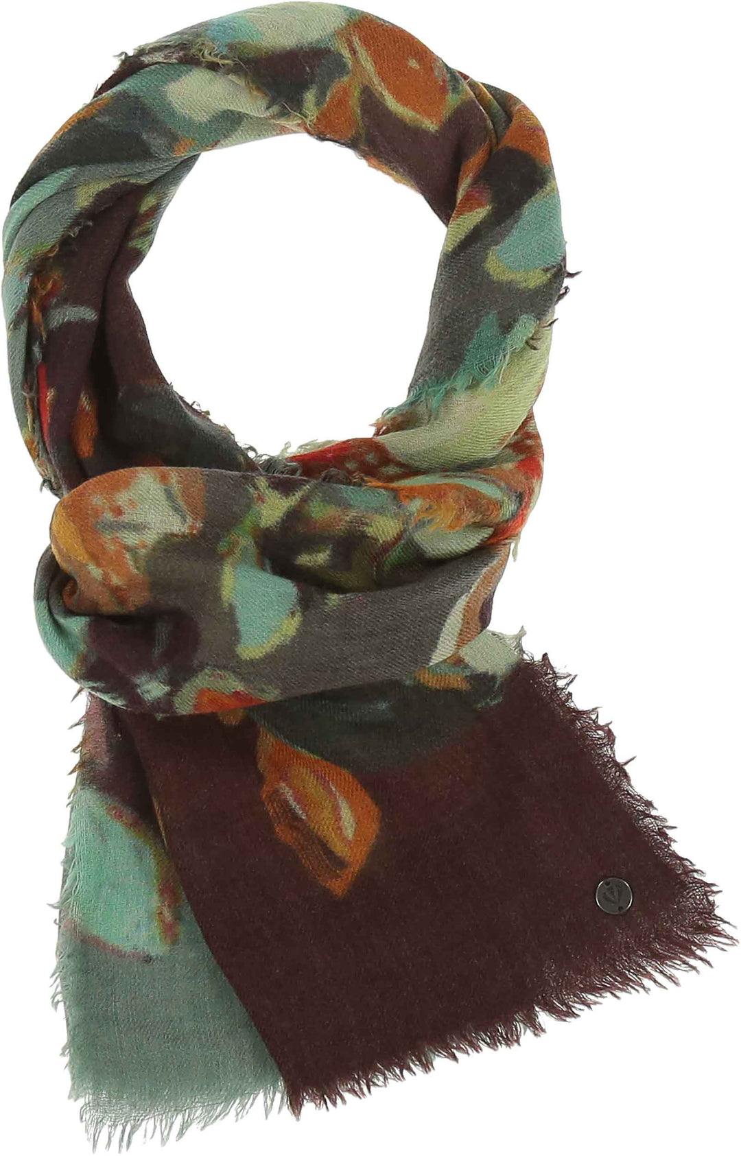 Ombre Painted Roses Lightweight Wool Scarf