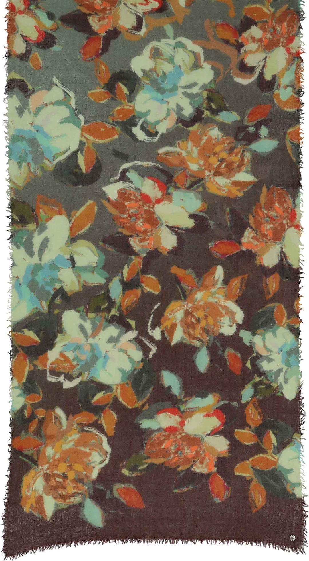 Ombre Painted Roses Lightweight Wool Scarf