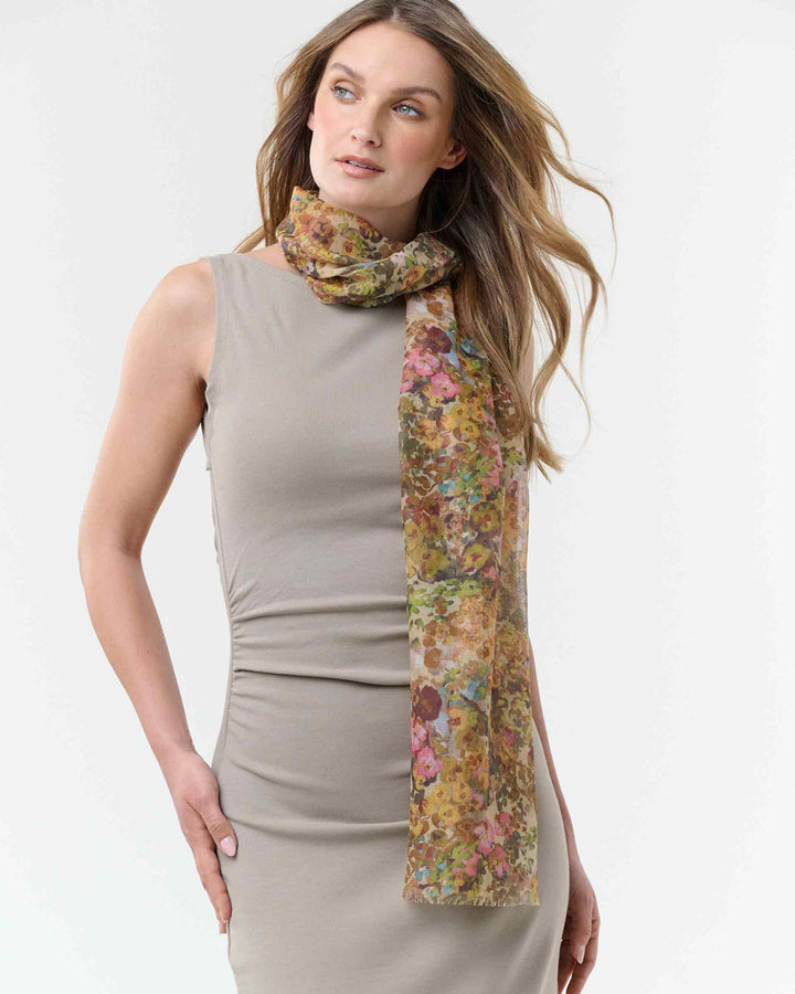 Floral Garden Rec Poly Print Scarf