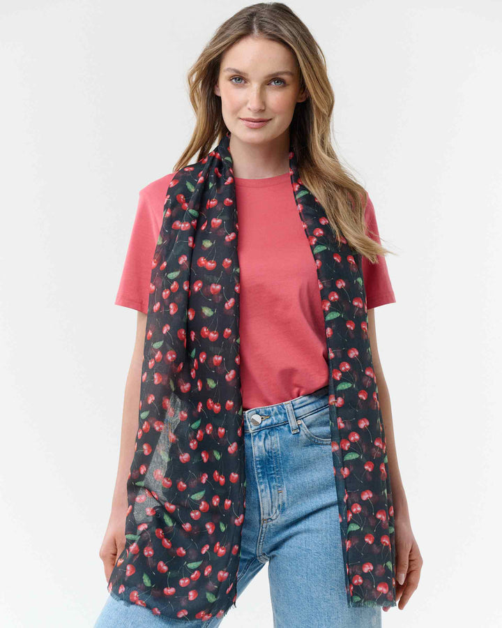 Cherries Rec Poly Print Scarf