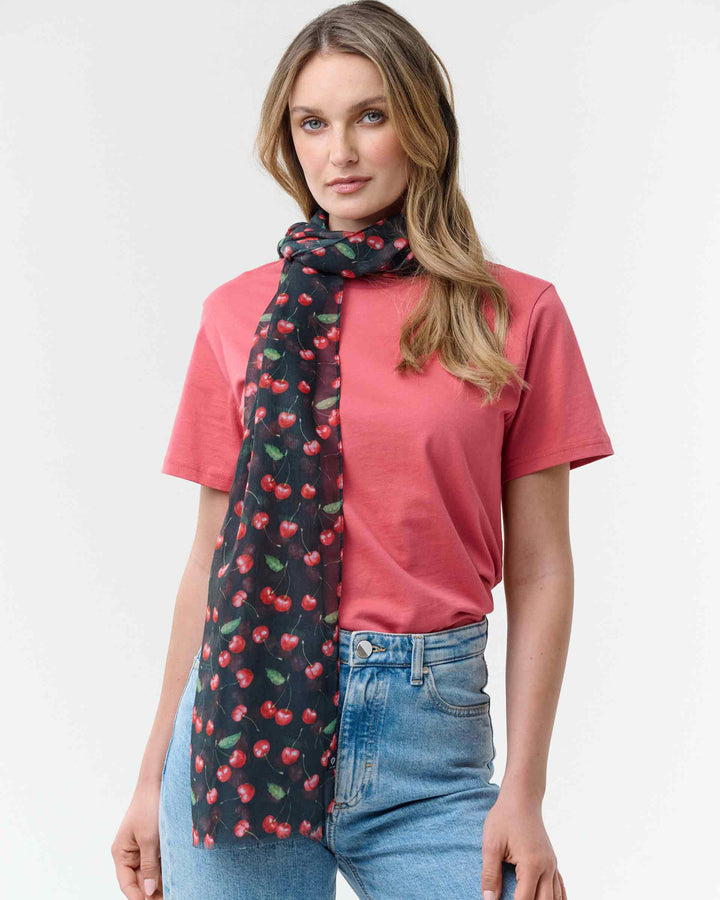 Cherries Rec Poly Print Scarf