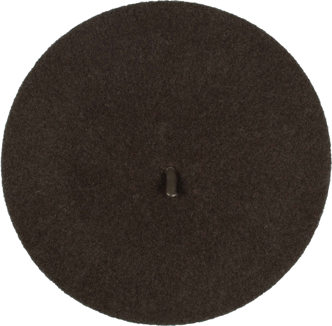 Wool Beret with Faux Leather Trim