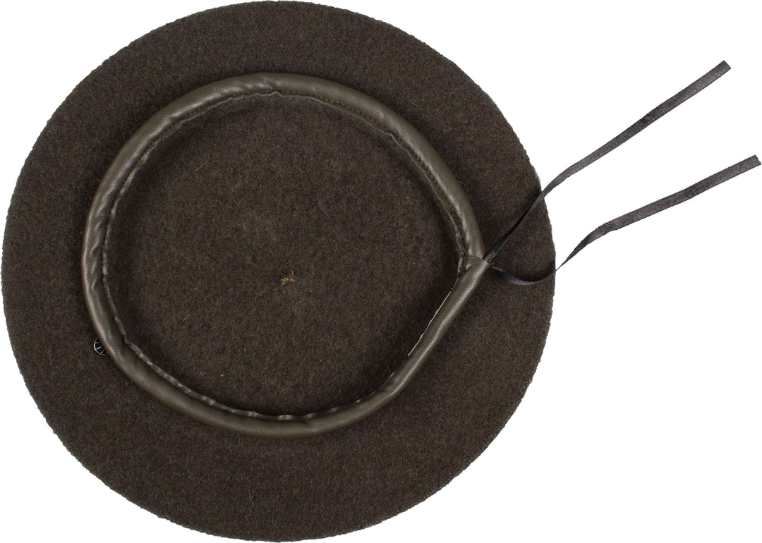 Wool Beret with Faux Leather Trim