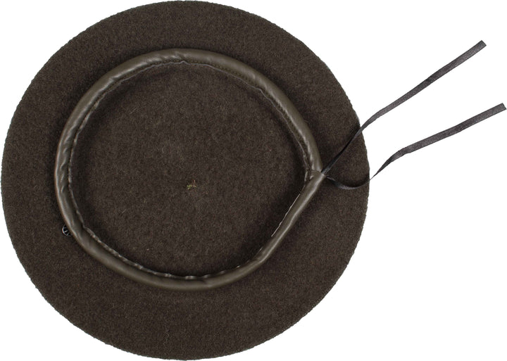 Wool Beret with Faux Leather Trim