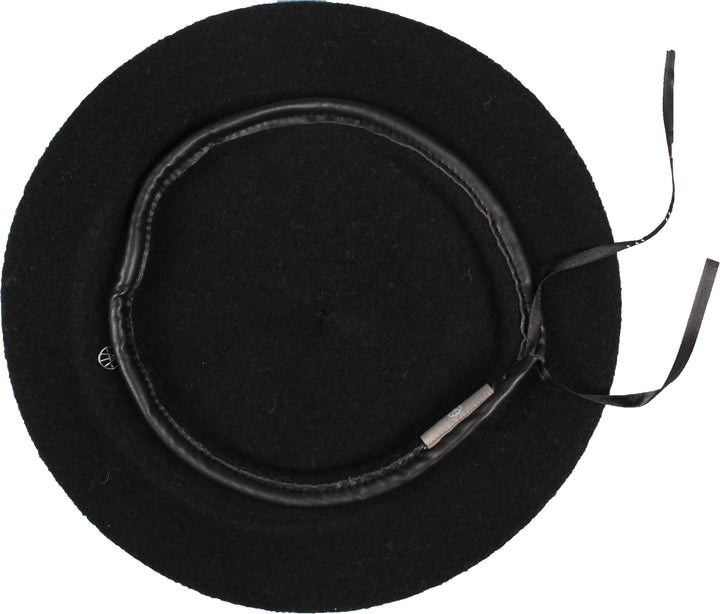 Wool Beret with Faux Leather Trim