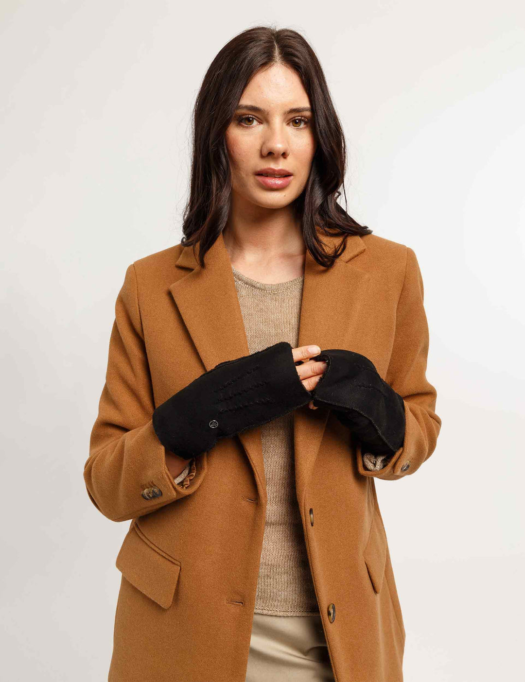 Sherpa Faux Suede Fingerless Handwarmer