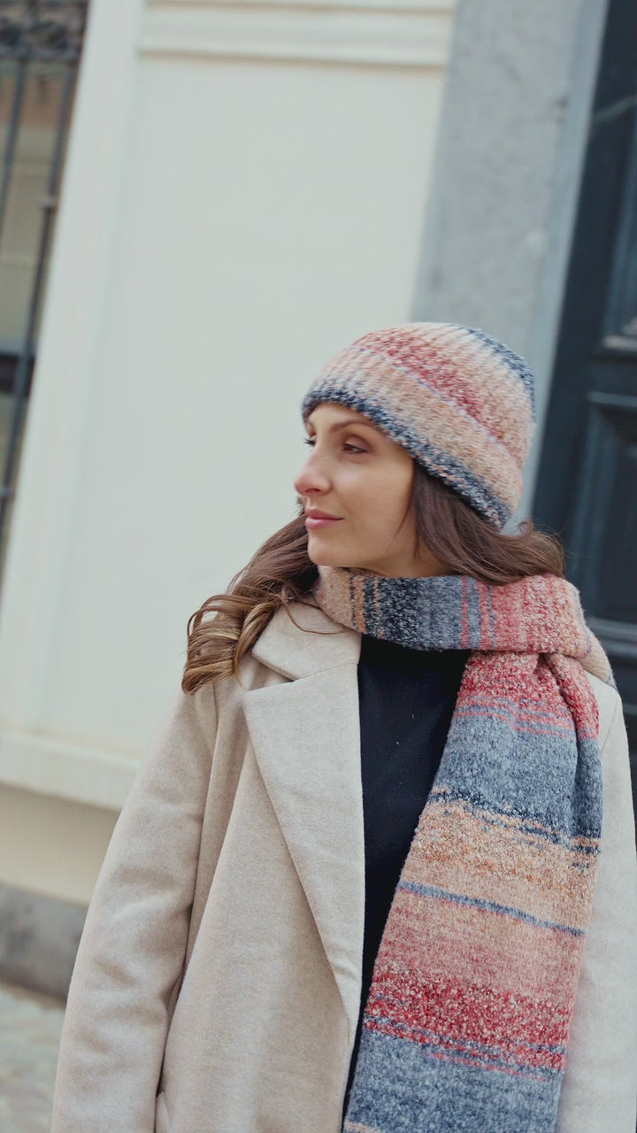 Ombre Knit Stripe Cuff Beanie