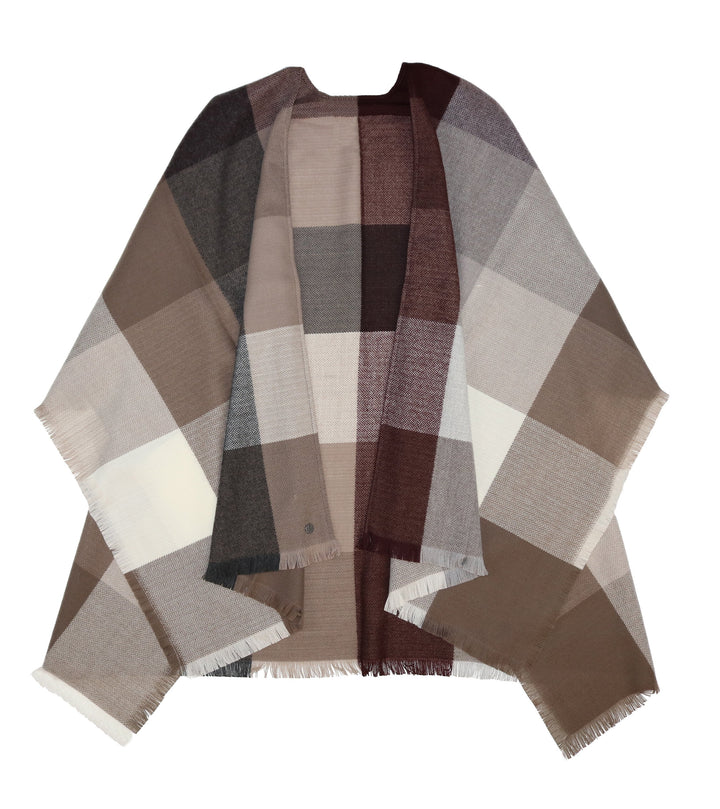 Herringbone Colorblock Acrylic Woven Ruana