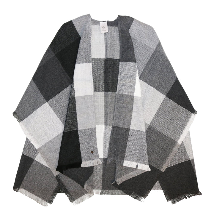 Herringbone Colorblock Acrylic Woven Ruana