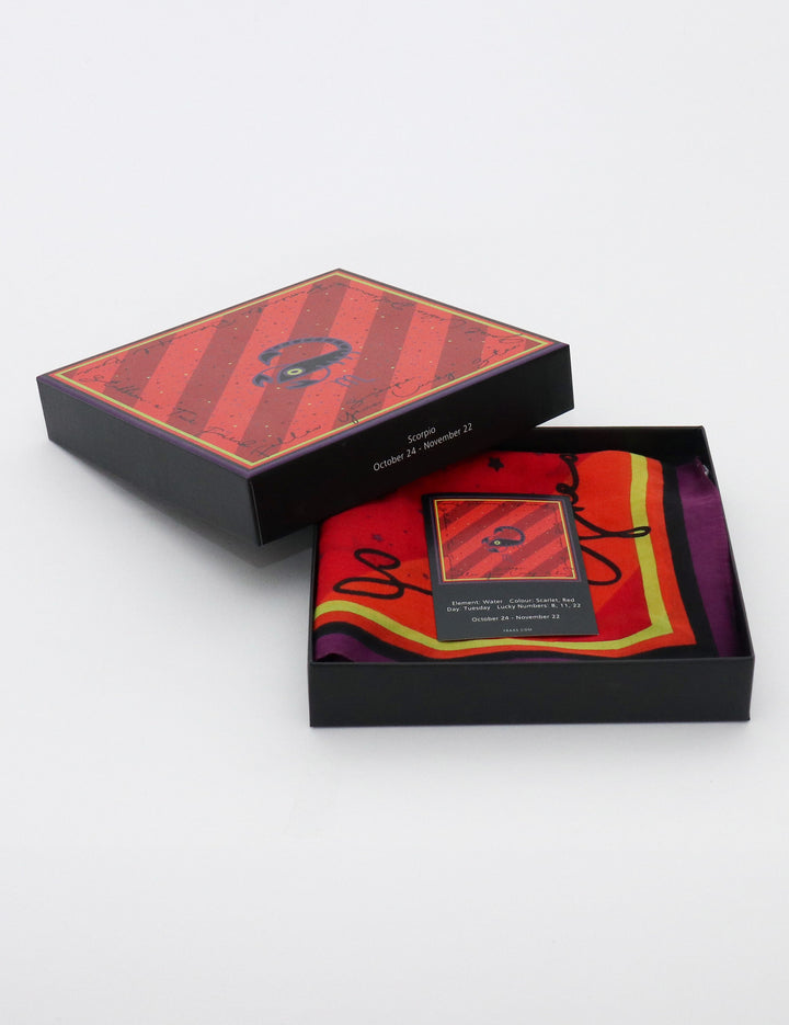 Scorpio Cotton Silk Print Neckie in Gift Box