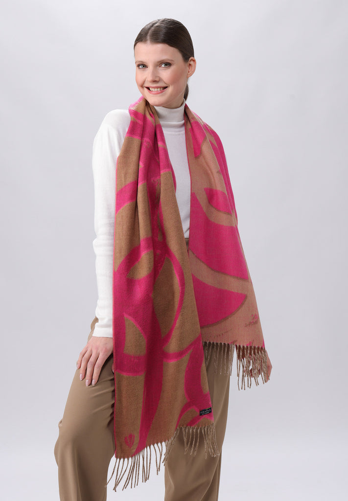 Foulard En Soie Fraas - Multicolore, Motif Géométrique Animé, Occasion En Bon état