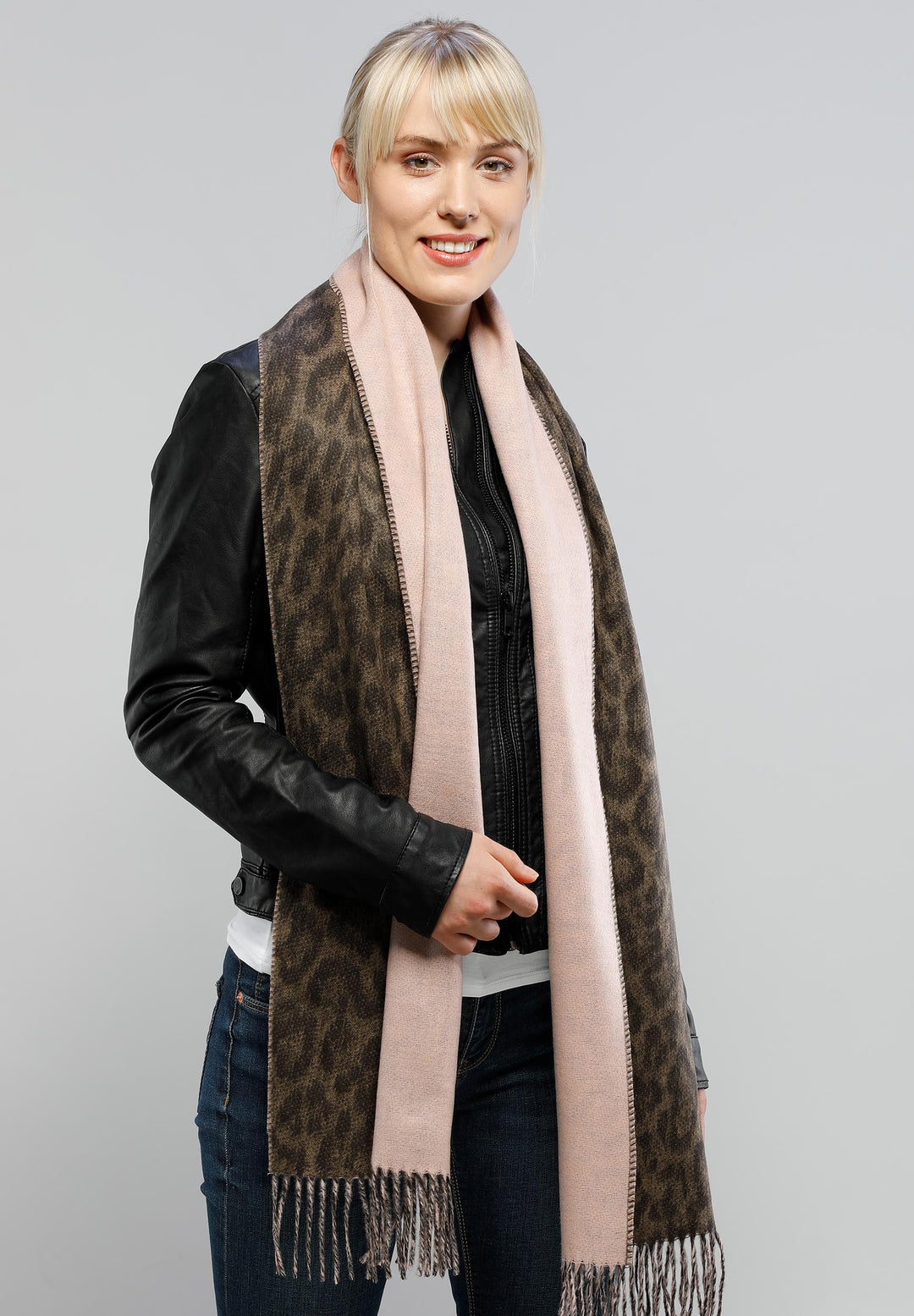 Two Tone Leo Woven Cashmink Scarf