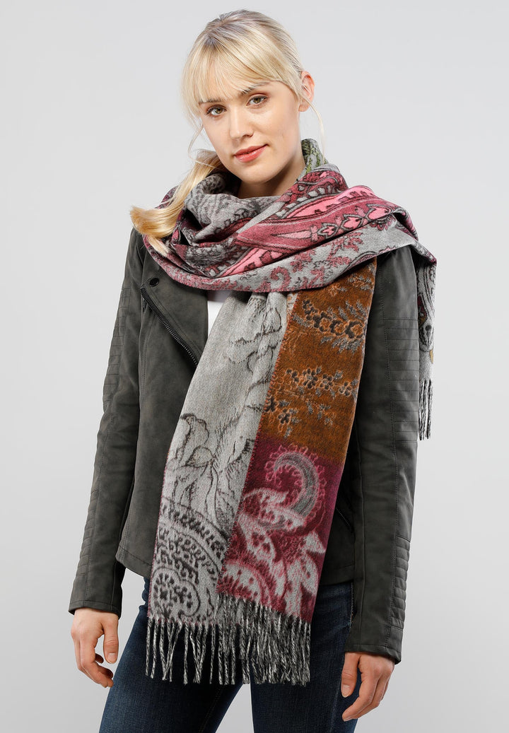 Sketched Paisley Oversized Woven Cashmink Wrap Scarf