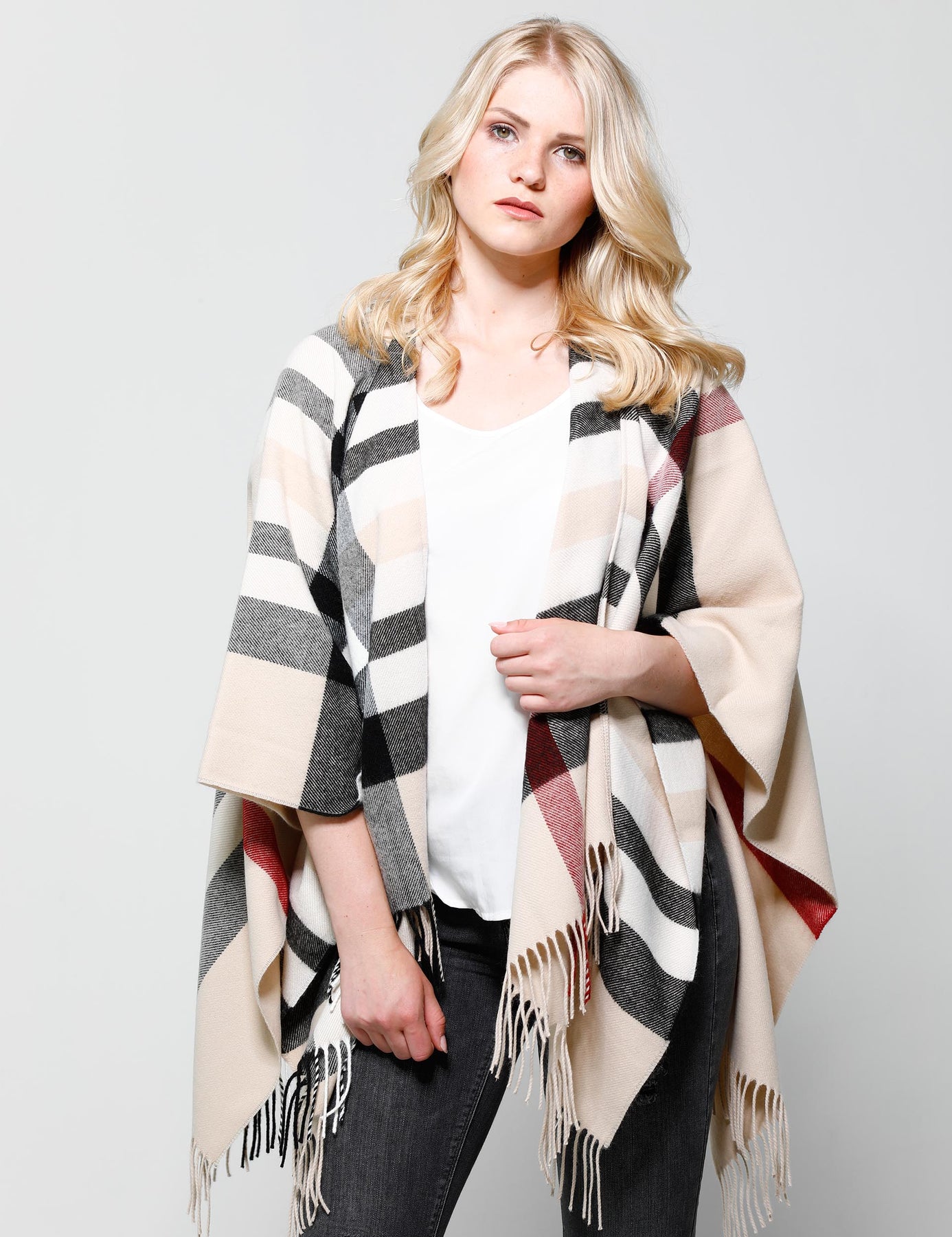 FRAAS Plaid Woven Acrylic Ruana – FRAAS US