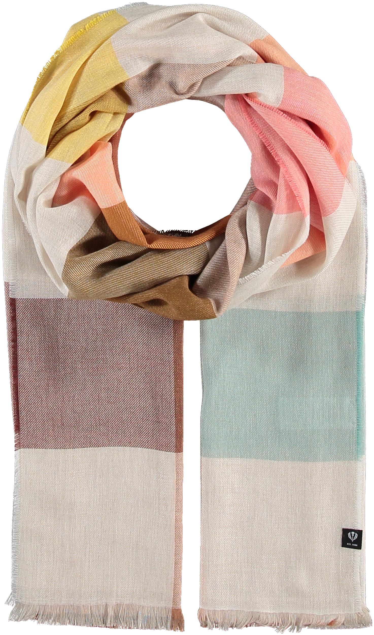 Foulard Carré Fraas En Soie 100% - Motif Géométrique Animé, Multicolore - Occasion Bon état - Fabriqué En Italie