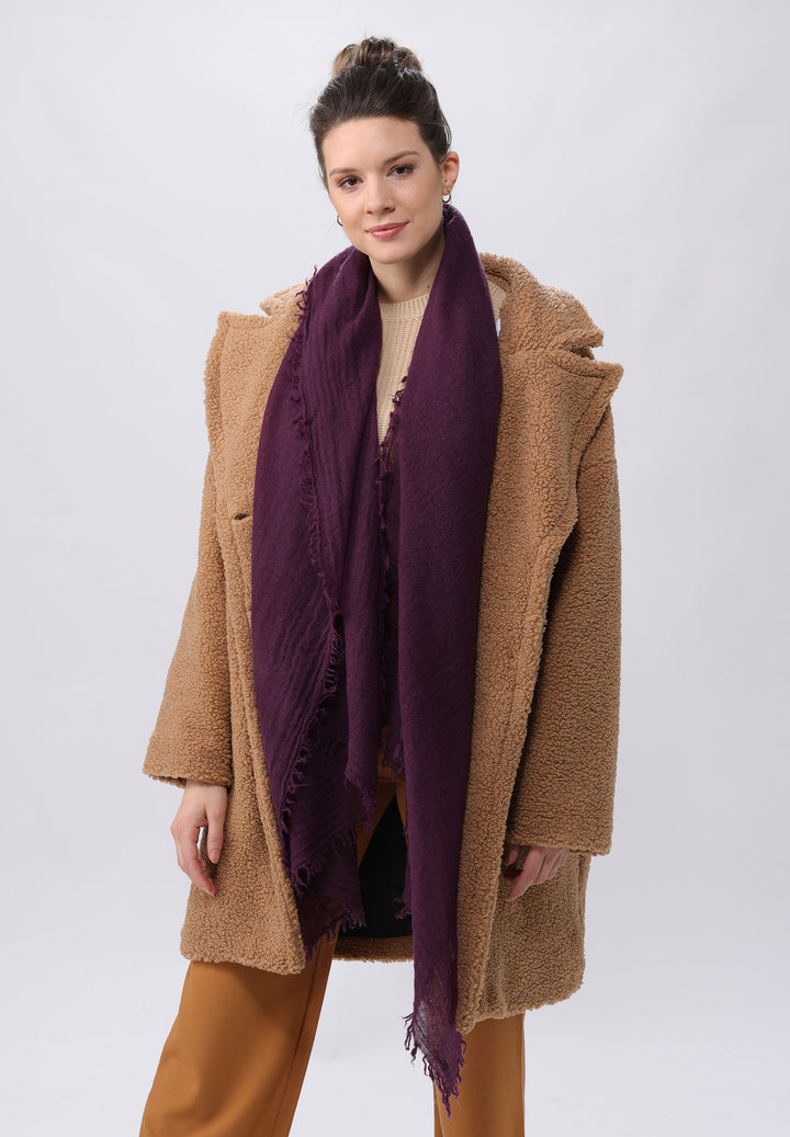 Lightweight Wool Solid Fringe Evening Wrap