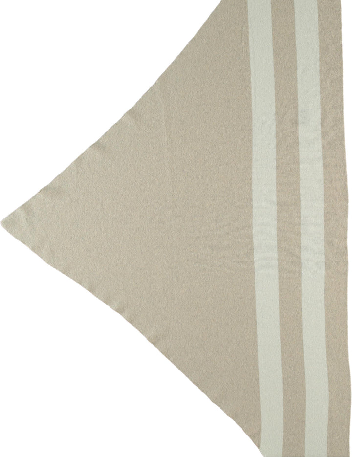 Striped Knit Triangle Cotton Blend Shawl