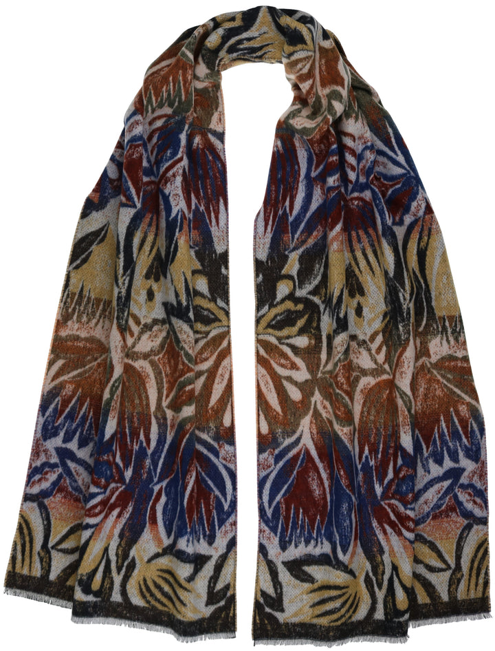 Artistic Leaves Recycled Cotton Cashmink Scarf