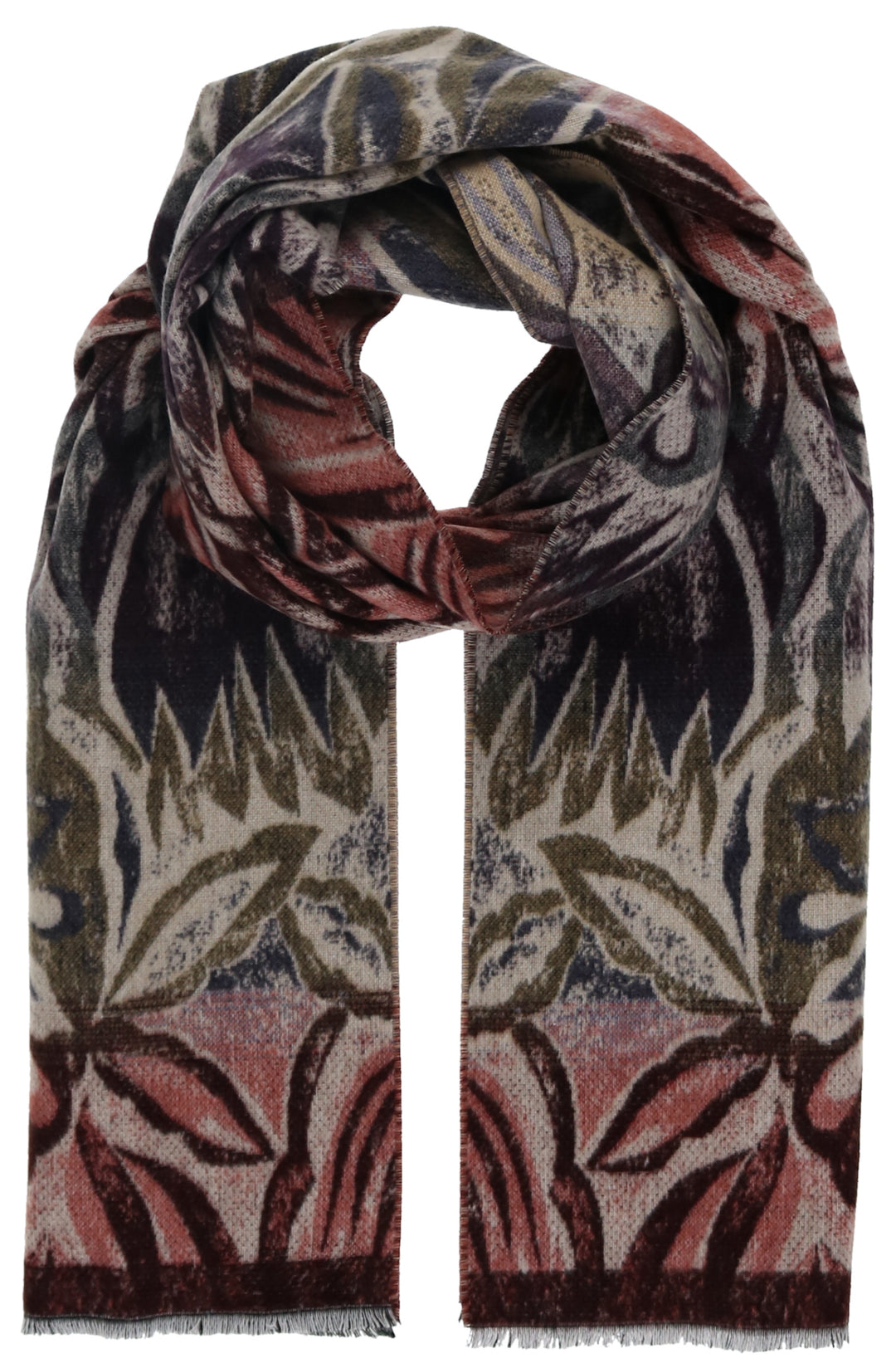 Artistic Leaves Recycled Cotton Cashmink Scarf