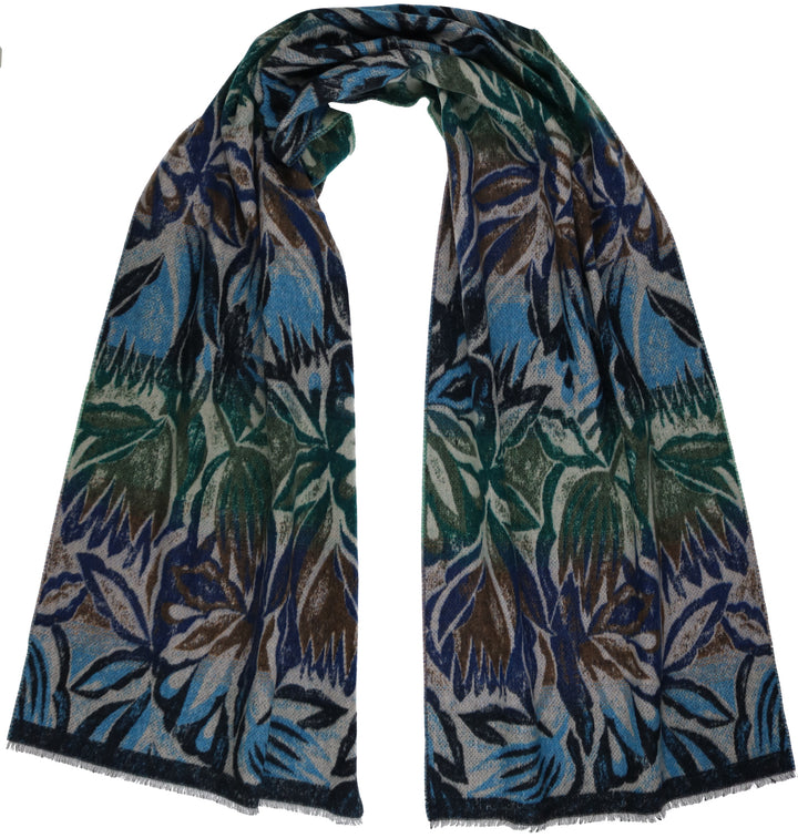 Artistic Leaves Recycled Cotton Cashmink Scarf